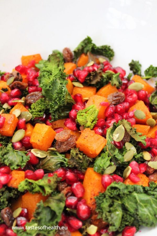 Roasted Kale Salad with Spiced Roasted Pumpkin 1